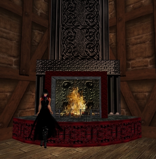 ~H&H~ Gothic Corner Flickering Fireplace Red
