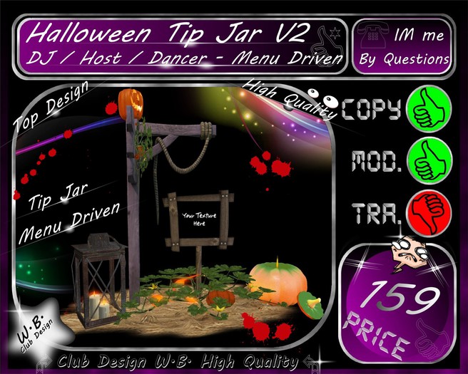 Second Life Marketplace - *Halloween* Tip Jar V2 - DJ / HOST / or ...