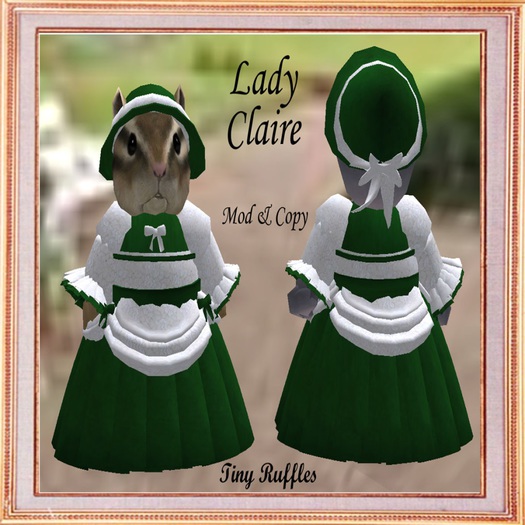Lady Claire in Green Velvet for Tinies - Tiny Ruffles