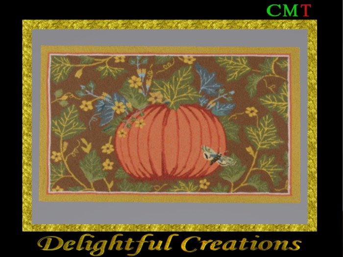 Pumpkin Face Poofer Rug