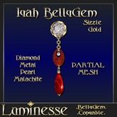 * * OUTLET PRICE * * IYAH Sizzle BellyGem - Red Malachite Red White Diamond Gold
