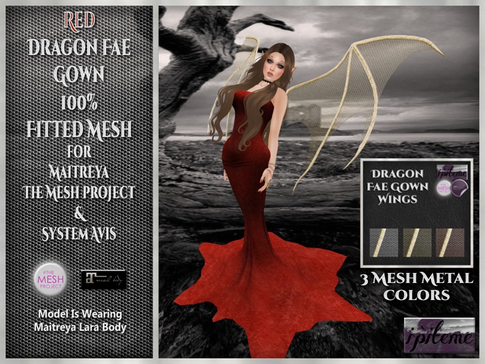 ~i~ Dragon Fae Gown Red