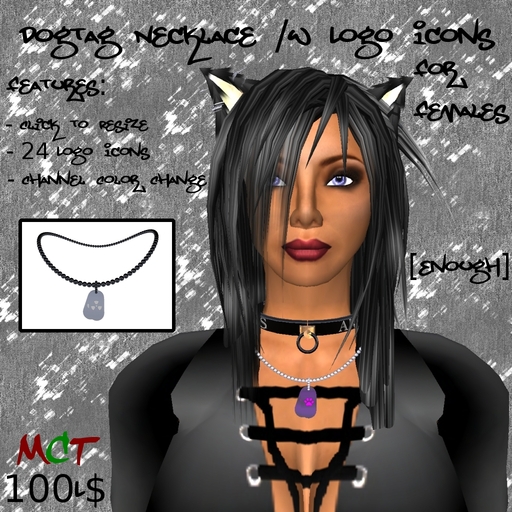 [Enough]Female DogTag Necklace w Logo Icons