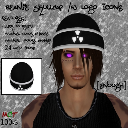 [Enough]Beanie Skullcap w Logo Icons