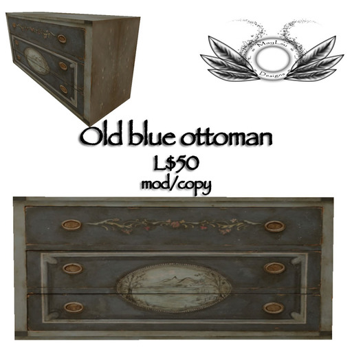 Old blue ottoman