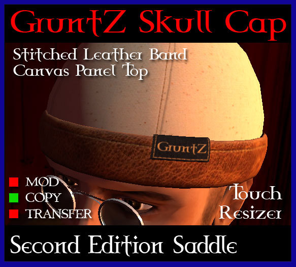 Gruntz Skull Cap No.2 - Brown Leather / Tan Canvas