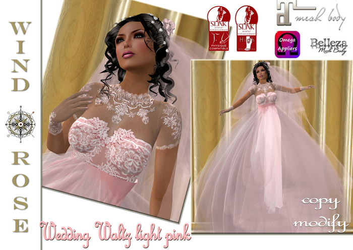 *WR* Wedding Waltz light pink outfit /Slink,Maitreya, Belleza, Omega/