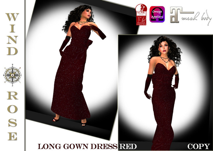 *WR* Long Gown Dress Red Glitter (Maitreya autohide)