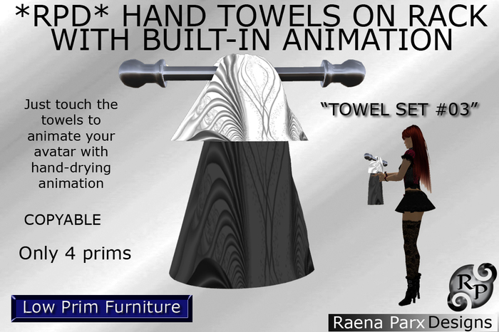 ANIMATED BATHROOM HAND TOWEL SET  (COPYABLE) #03 ON RACK - *RPD*