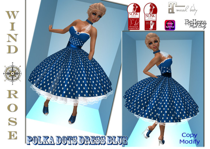 *WR* Polka Dots Dress blue (appliers included)