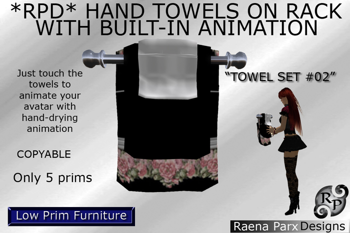 ANIMATED BATHROOM HAND TOWEL SET  (COPYABLE) #02 ON RACK - *RPD*