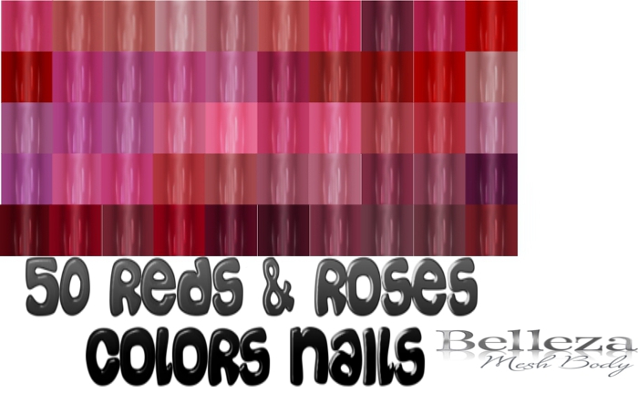-Belleza- Reds & Roses 50 Fingernails & Toenails Fat Pack