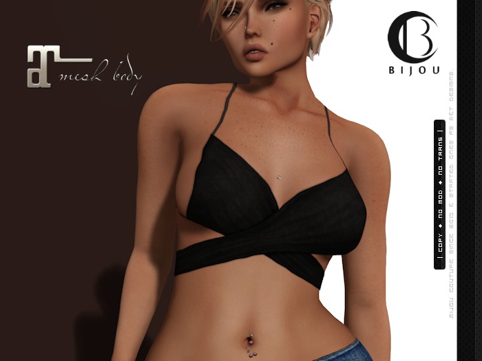 | .Bijou. | CrossedTop Black! ~ Maitreya Applier ONLY !!!