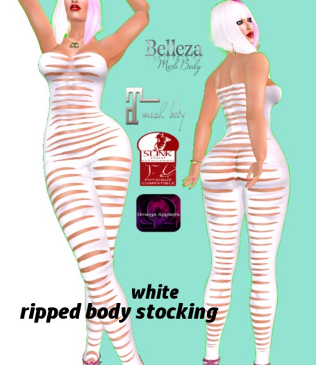 ripped body stocking-WHITE