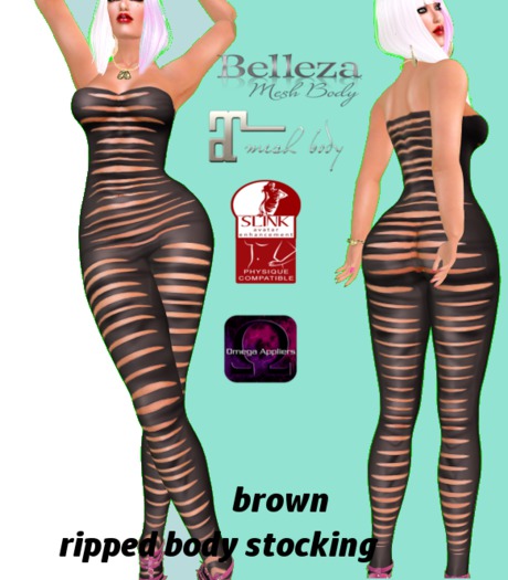 ripped body stocking-BROWN