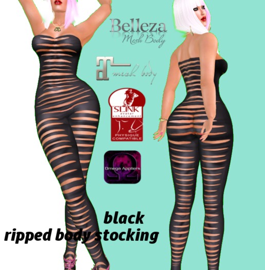 ripped body stocking-BLACK