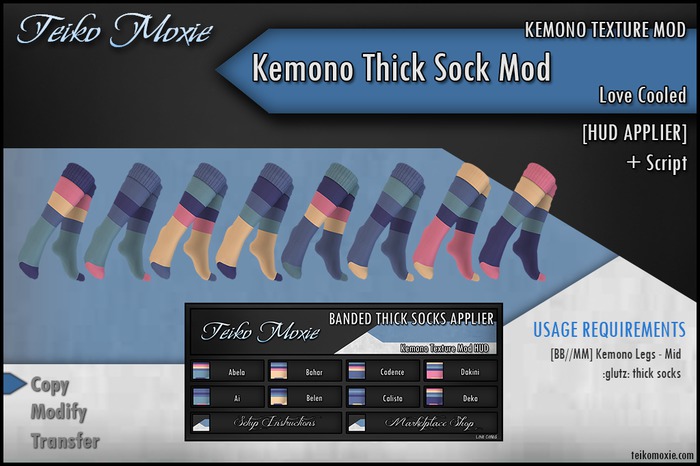 [TM] Kemono Banded Thick Socks - Love Cooled
