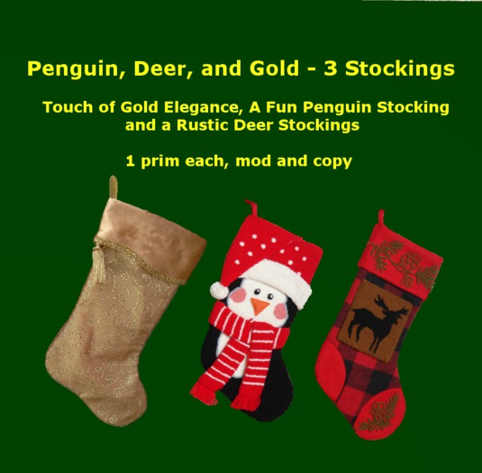 3 Stockings - Penguin and friends
