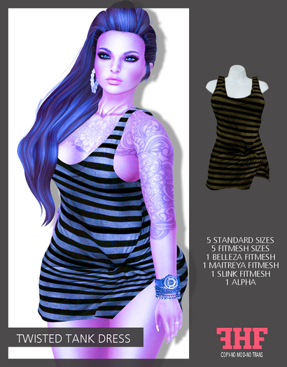 -FORZE- Twisted Tank Dress (Gold& Black Stripes)