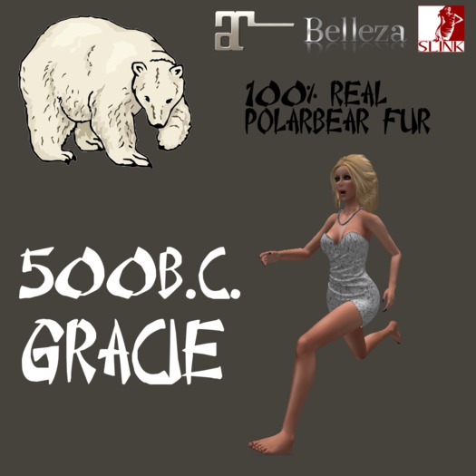 500 BC GRACIE FUR DRESS POLARBEAR