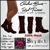 ::Shoptitude:: Ladies Combat Boots - Red Tartan