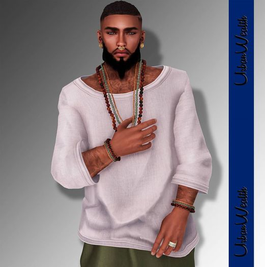 UrbnW.  Long Wood Bead Necklace - Natural