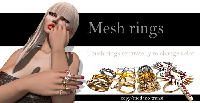 :: # Miss LT Pack4 rings - righ hand - editable