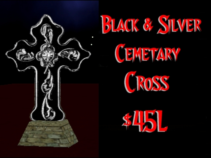 Black silver cross w/base