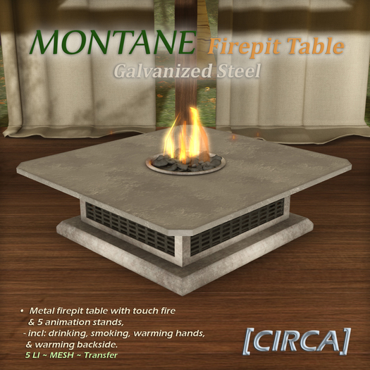 [CIRCA] - "MONTANE" - Firepit Table - Galvanized Steel