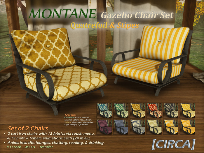 [CIRCA] - "MONTANE" - Gazebo Chair Set - Quatrefoil/Stripes