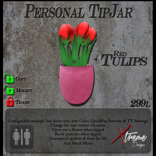 Pink Tulips (Solid) TipJar v1.1[BAG]