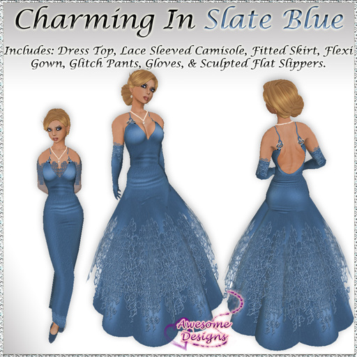 *Awesome Designs Charming Gown In Slate Blue