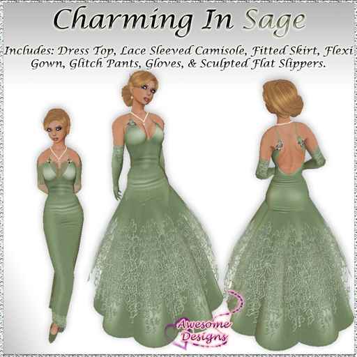 *Awesome Designs Charming Gown In Sage