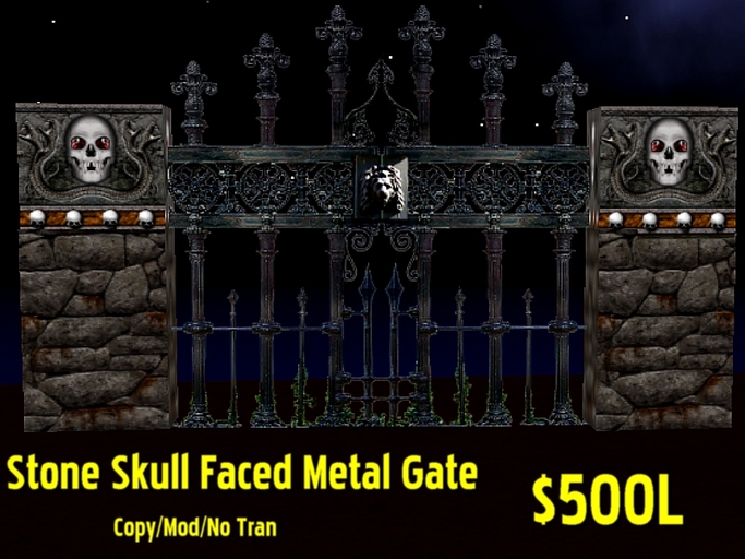 Stone Skull Faced Metal Gate