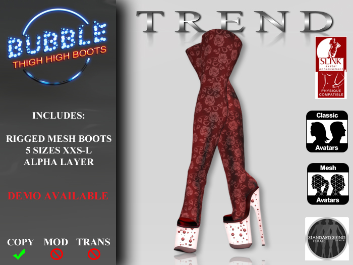 TREND - BUBBLE BOOTS - SLINK "RED ROSES" {XXS-L}