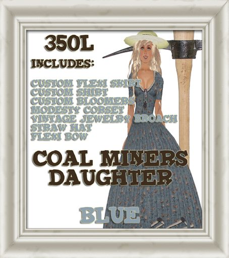 Shabby Chic Coal Miners Daughter Blue Vintage Dress