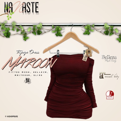 NAMASTE . Off.The.Shoulder Trapeze Dress: Maroon
