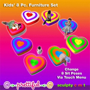 @~>~ PrettiFuL ~<~@ Candy Heart Chair [ 8 Set ] Save L$300