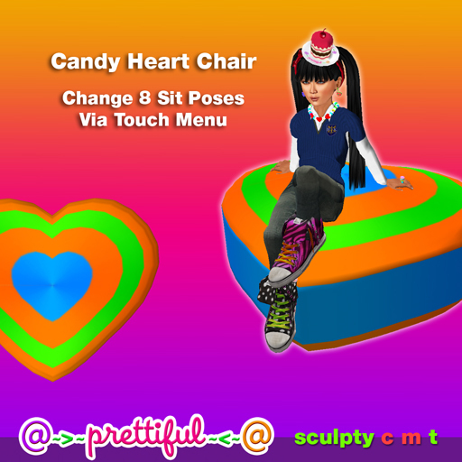 @~>~ PrettiFuL ~<~@ Candy Heart Chair [ Orange ]