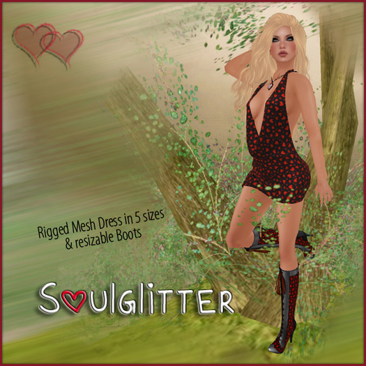 *Soulglitter* MESH Lace Outfit - Dress & Boots - Ruby