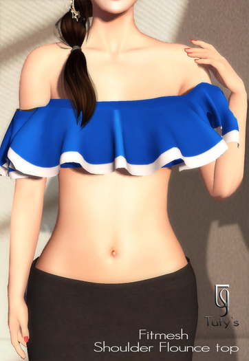 TuTy's - Fitmesh Shoulder Flounce Top - Blue