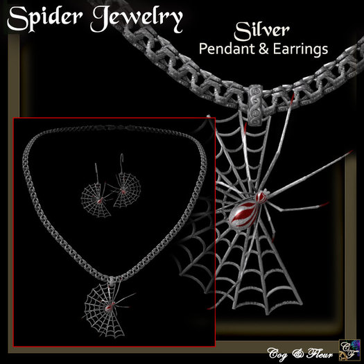 C&F Silver Spider Jewelry Set
