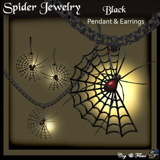 C&F Black Spider Jewelry Set
