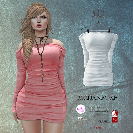 .M.O.D.A.N..M.E.S.H.  Off Shoulder Ruched Dress  White