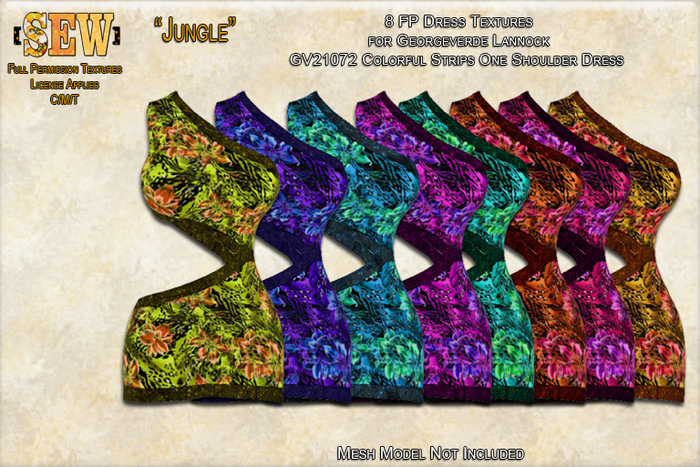 [SEW] FP Tex GV21072 Colorful Strips One Shoulder Dress  Jungle