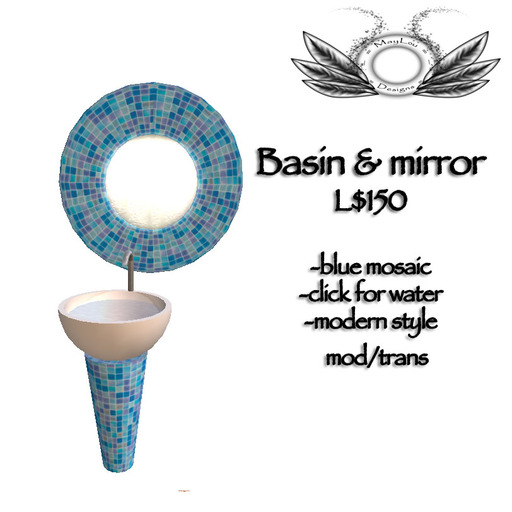 Basin & Mirror - blue mosaic