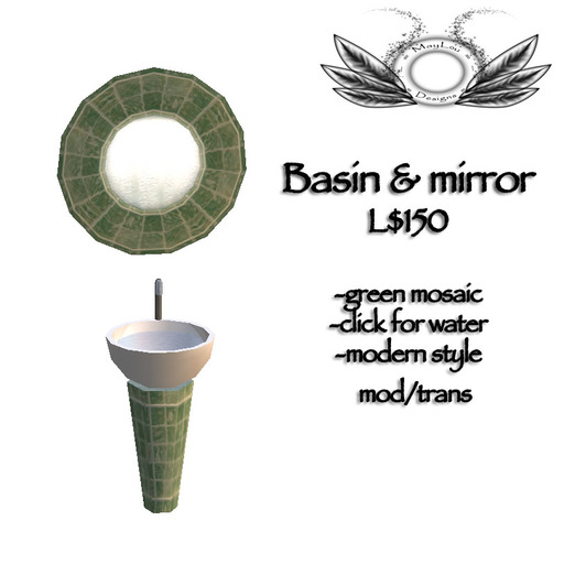 Basin & Mirror - green mosaic