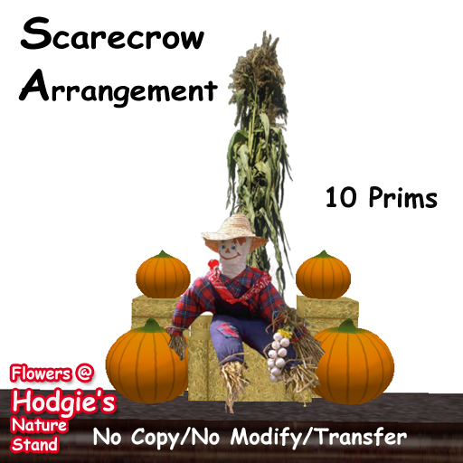 Scarecrow Arrangement W/Pumpkins,Haybales & Corn Husk
