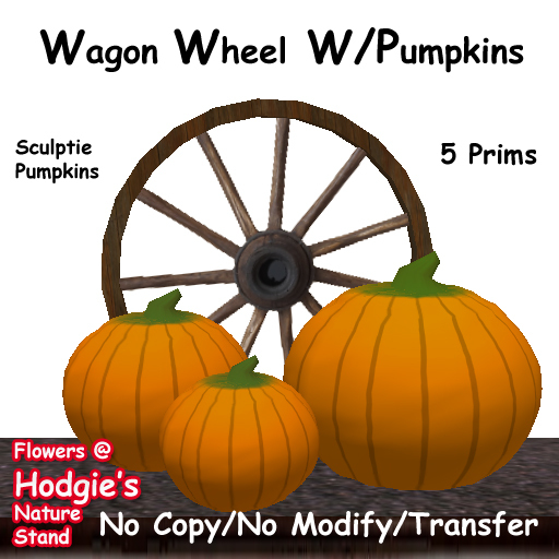 Hodgie's Wagon Wheel W/3 Fall & Autumn Pumpkins