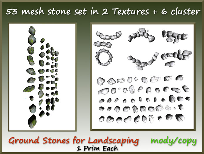 53 mesh stone set 2 Textures + 6 cluster copy/mody